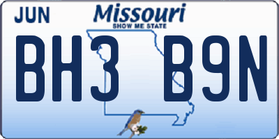 MO license plate BH3B9N