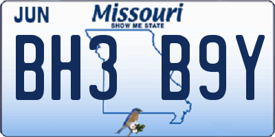 MO license plate BH3B9Y