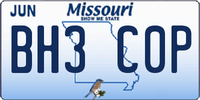 MO license plate BH3C0P