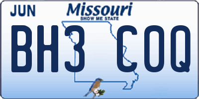 MO license plate BH3C0Q