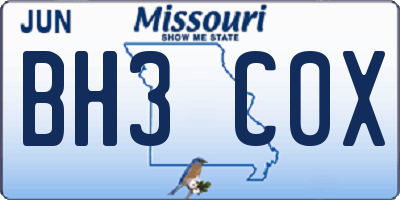 MO license plate BH3C0X