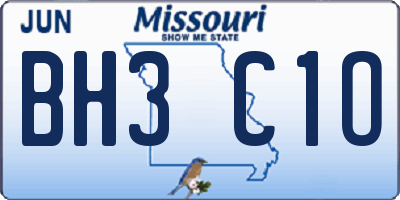 MO license plate BH3C1O