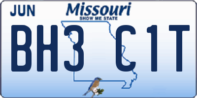 MO license plate BH3C1T