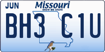 MO license plate BH3C1U