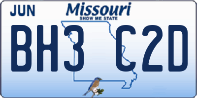MO license plate BH3C2D