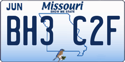 MO license plate BH3C2F