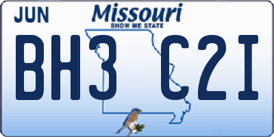 MO license plate BH3C2I
