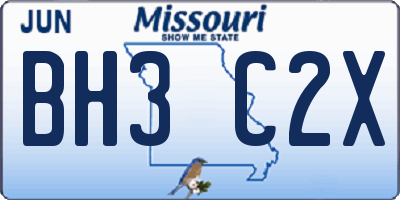 MO license plate BH3C2X