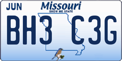 MO license plate BH3C3G