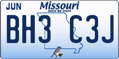 MO license plate BH3C3J