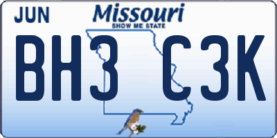 MO license plate BH3C3K
