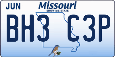 MO license plate BH3C3P