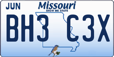MO license plate BH3C3X