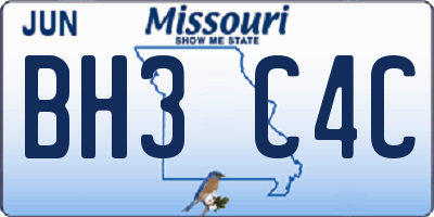 MO license plate BH3C4C