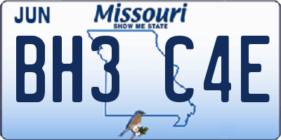 MO license plate BH3C4E
