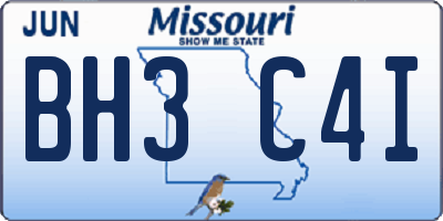 MO license plate BH3C4I