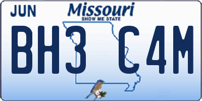 MO license plate BH3C4M