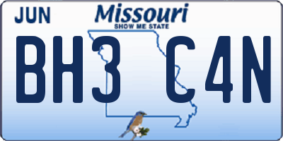 MO license plate BH3C4N