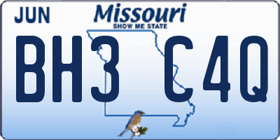 MO license plate BH3C4Q