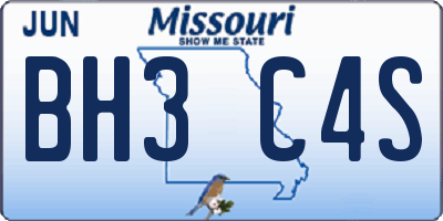 MO license plate BH3C4S