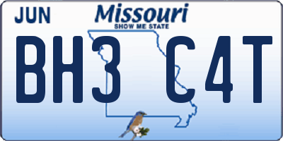 MO license plate BH3C4T