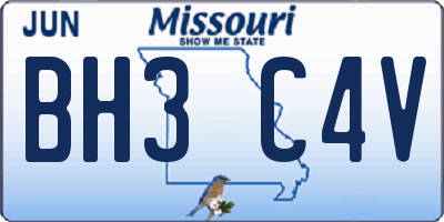 MO license plate BH3C4V