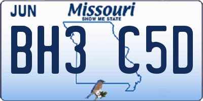 MO license plate BH3C5D
