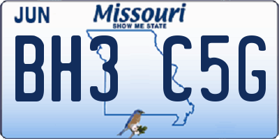 MO license plate BH3C5G
