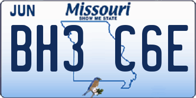 MO license plate BH3C6E