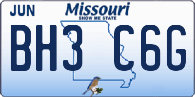 MO license plate BH3C6G