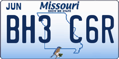 MO license plate BH3C6R