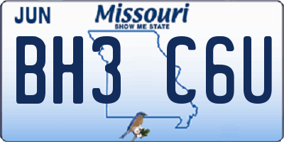 MO license plate BH3C6U