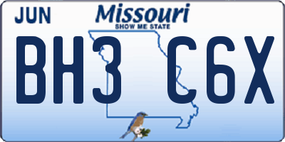 MO license plate BH3C6X