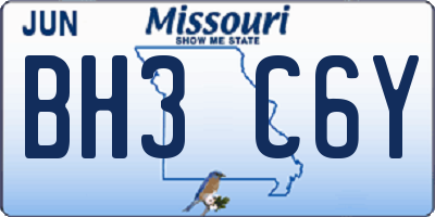 MO license plate BH3C6Y