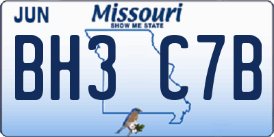 MO license plate BH3C7B