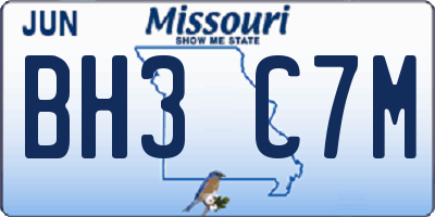 MO license plate BH3C7M