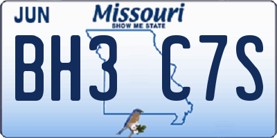 MO license plate BH3C7S