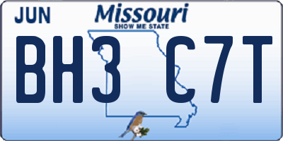 MO license plate BH3C7T