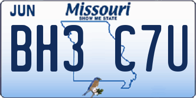 MO license plate BH3C7U