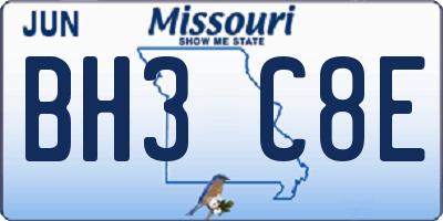 MO license plate BH3C8E