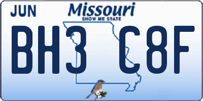 MO license plate BH3C8F