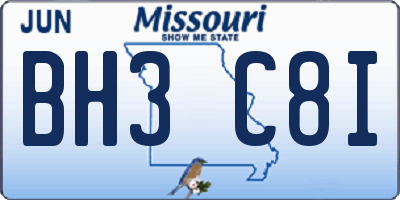 MO license plate BH3C8I