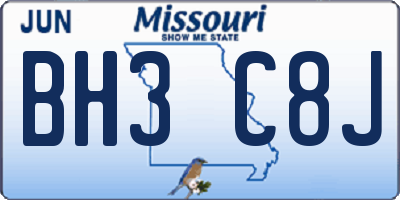 MO license plate BH3C8J