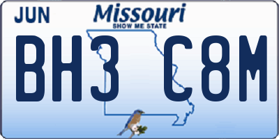 MO license plate BH3C8M