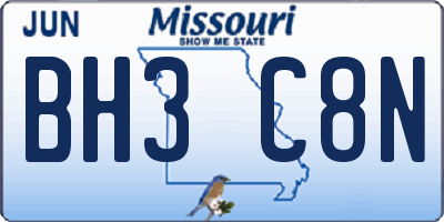 MO license plate BH3C8N