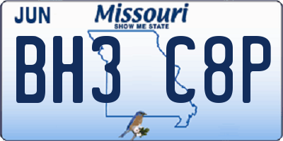 MO license plate BH3C8P