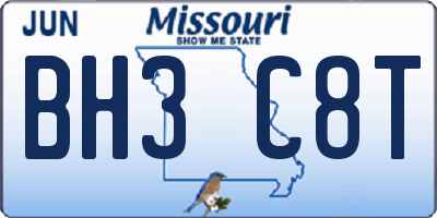 MO license plate BH3C8T