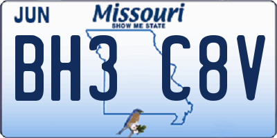 MO license plate BH3C8V