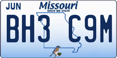 MO license plate BH3C9M