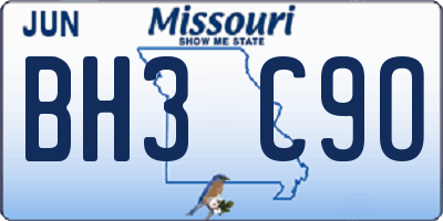 MO license plate BH3C9O